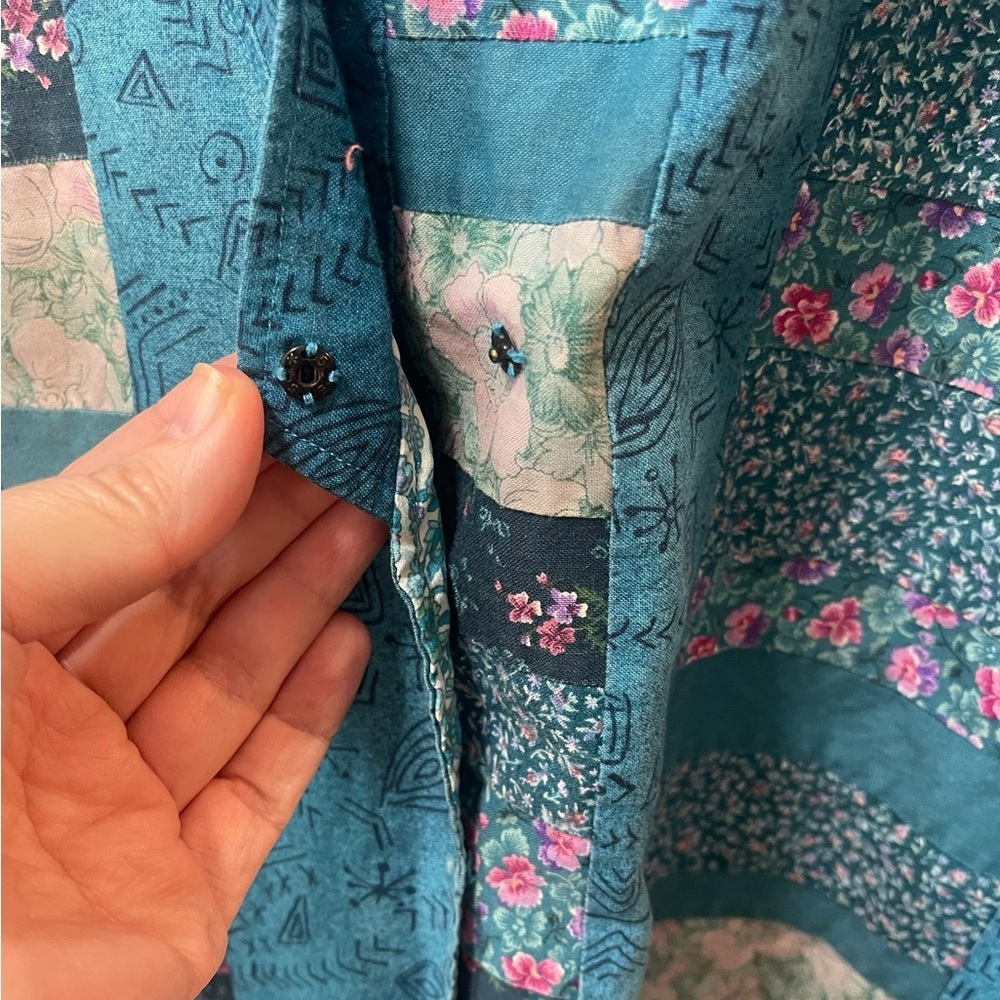 Quilted Patchwork Vest Lightweight Snap Closure O… - image 7